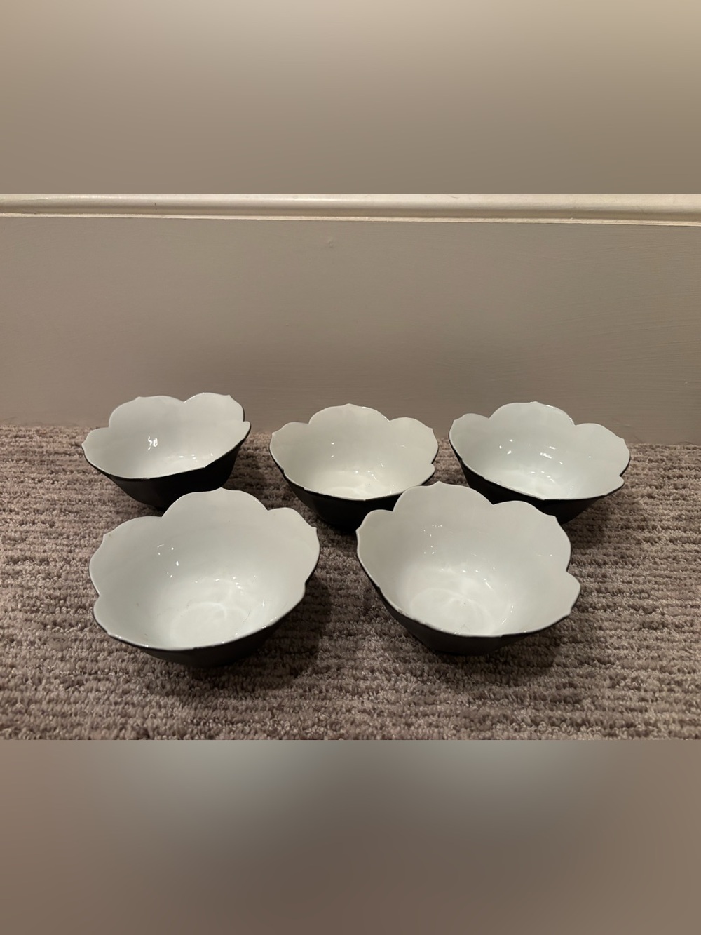 Vintage porcelain Lotus bowls set of 5